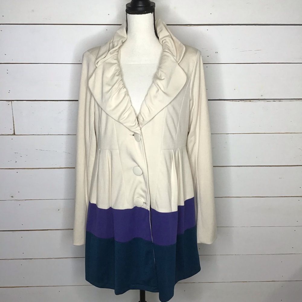 By Stella Dress Coat Ivory Off White Collared